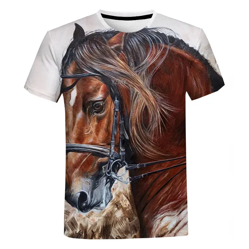 Summer 3d Horse Print Ladies Clothing Top  Women O-neck Harajuku Tee Shirt Casual Streetwear Short Sleeve Tshirt