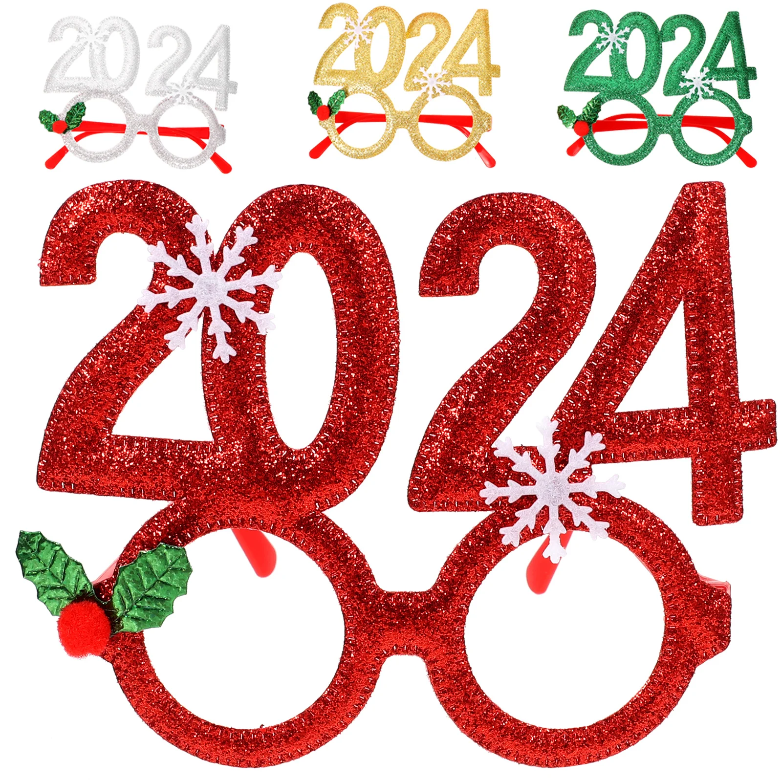 

4 Pcs New Year Glasses Xmas Party Eyeglasses Decorative Frames Random Color Festival Supplies Christmas Fun Photo Props