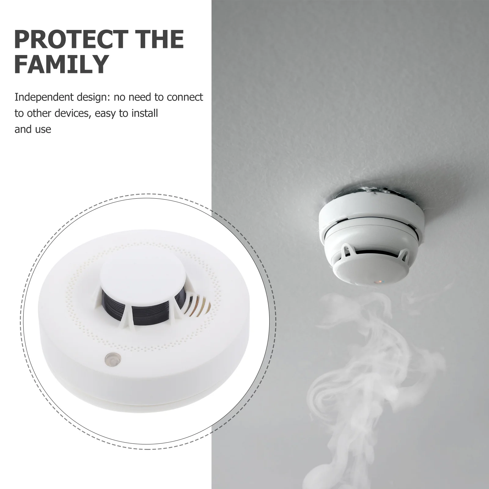 Smoke Photoelectric Sensor 85Db Alarm Red Led For Home Office Hotel Warehouse Fire Safety Independent