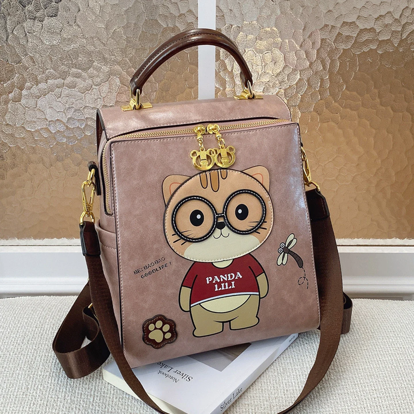 Cartoon Animal Bear Pattern Backpack Cute Small Backpack for Teen Adult Ladies, Casual Commuter Schoolbag Daily Outing Travel