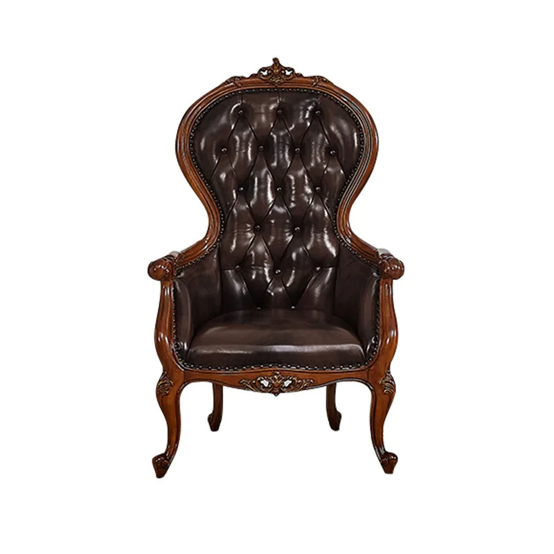 

American solid wood lounge chair, bedroom back chair, French style