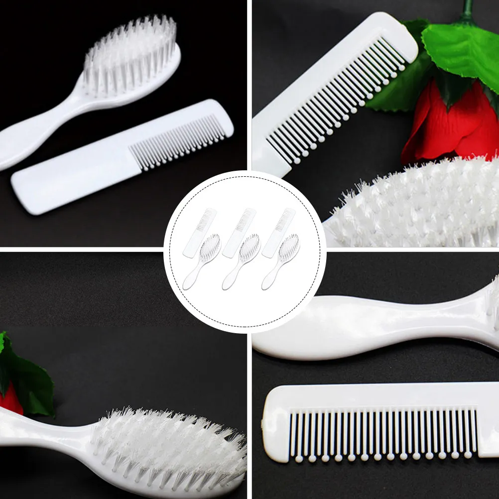 3Sets Baby Hair Brush Comb Set Newborn Toddler Hair Care Kit Scalp Grooming Detangle Head Massager Baby Plastic Comb