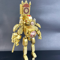 Gold version of Titan clock man vs. monitor toilet man New Titannic Timekeeper building blocks boy toy