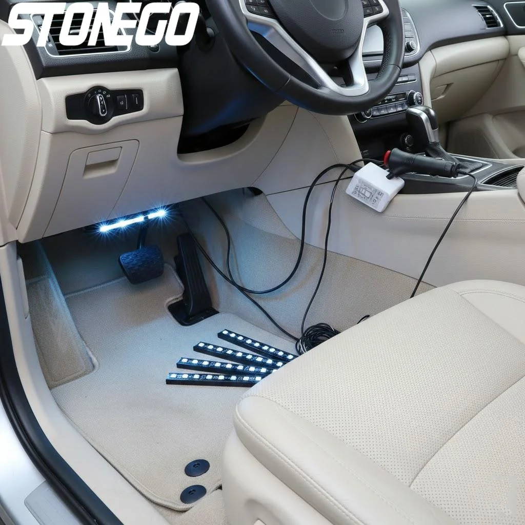 12V RGB LED Car Interior Ambient Light Flexible Color Change Decor Strip Remote Control Auto Accessory