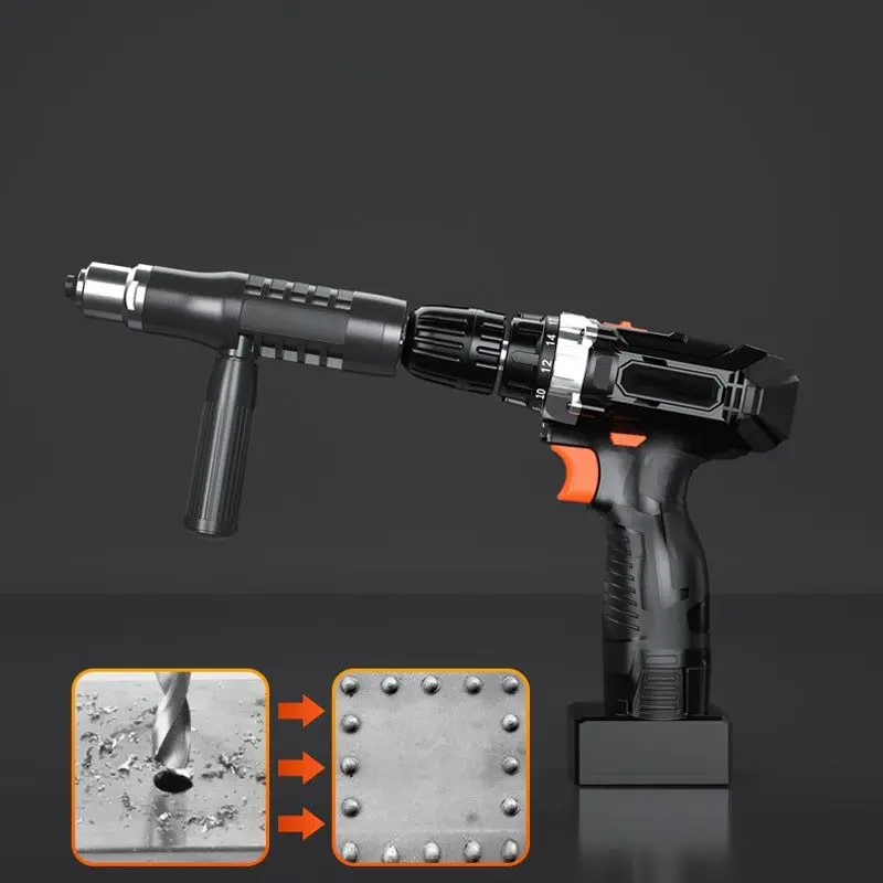 Electric Rivet Gun 2.4mm-4.8mm Portable Rivet Nut Gun Drill Adapter Home Plug-in Riveting Tool Wireless Rivet Nail Bit Tools Kit