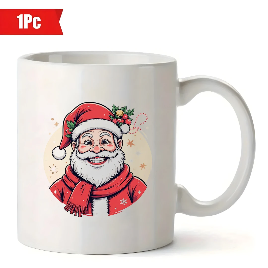 11オンスカップ + サンタクロースの漫画柄 + クリスマスギフト - 子供用水筒 家族 オフィス クリエイティブコーヒーカップ