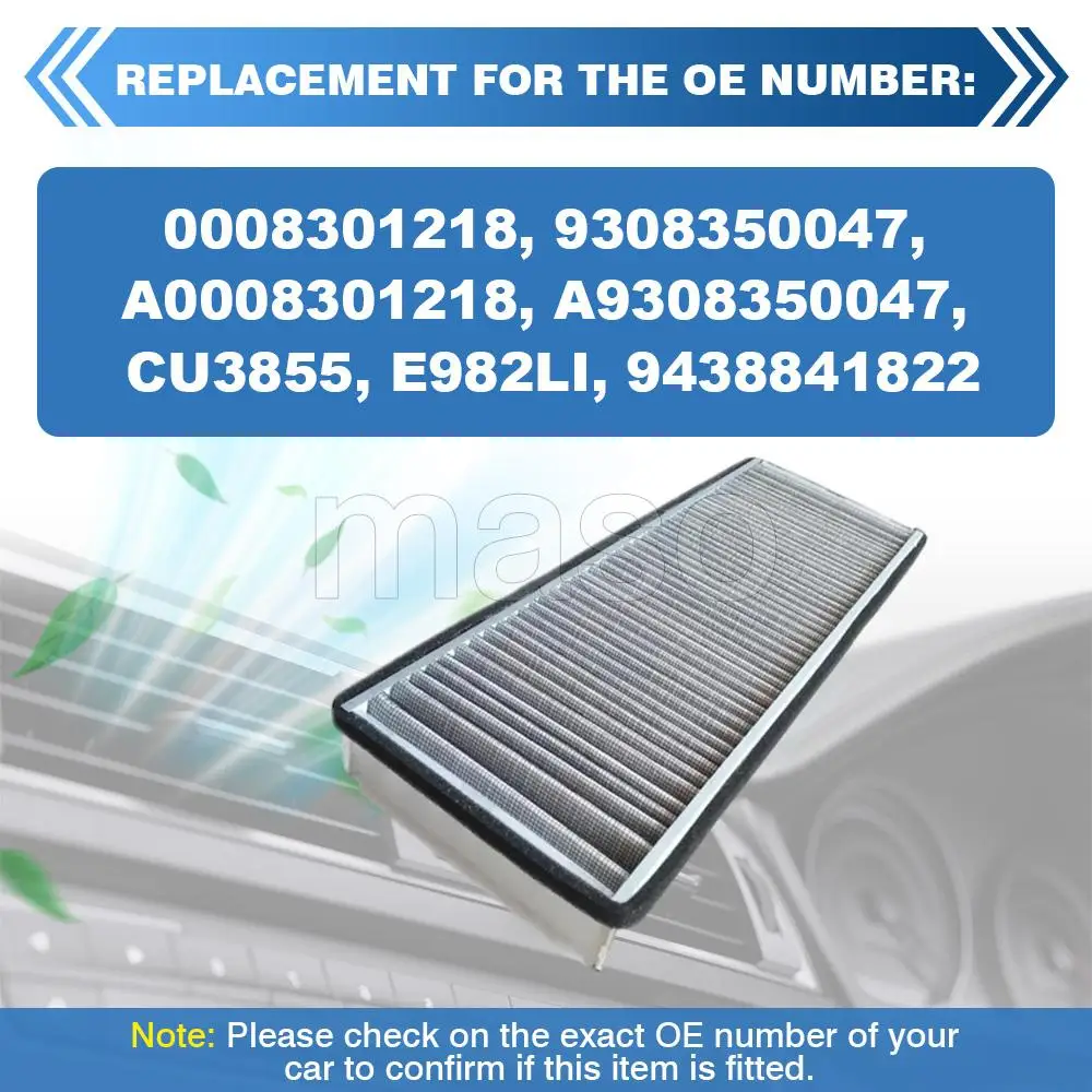 

Cabin Air Filter For Mercedes-Benz Actros 1997 1998 1999 2000 2001 2002 Air Conditioning Filter 0008301218 9308350047