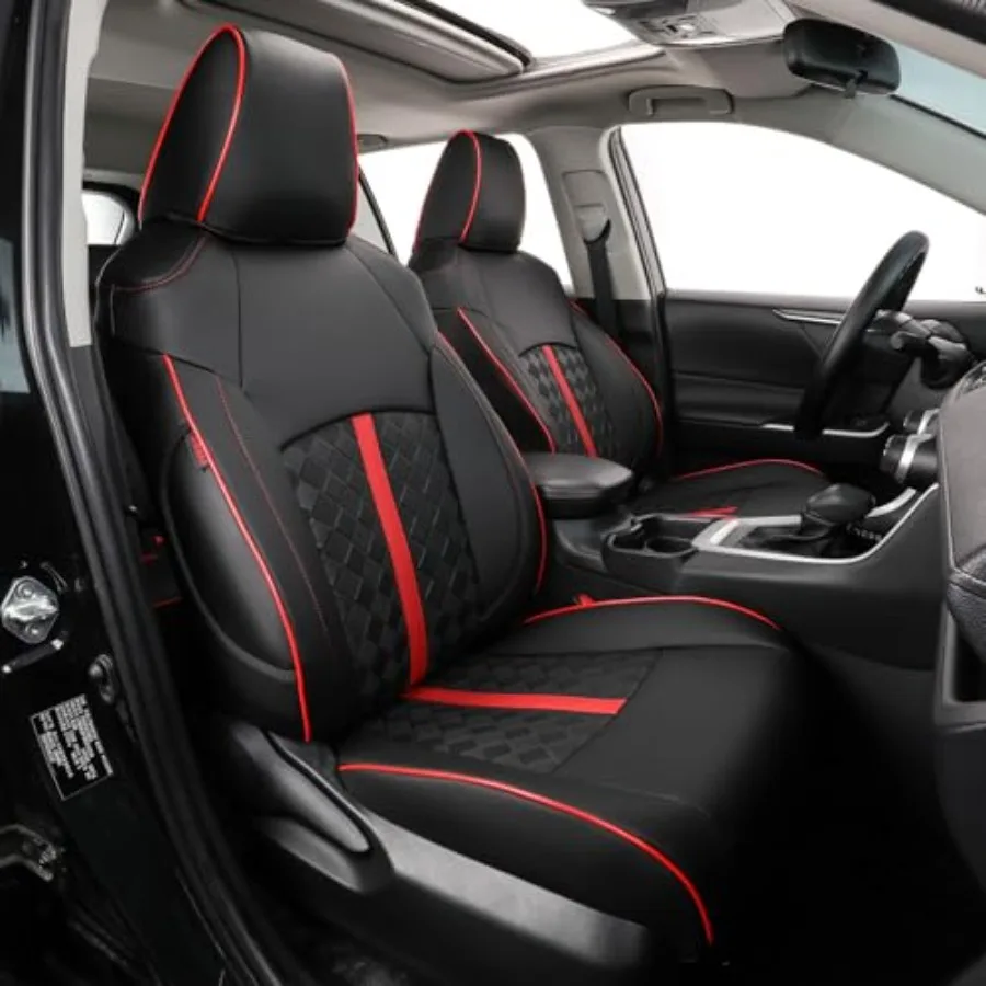 

Custom Car Seat Covers for RAV4 Prime 2021-2024 PHEV 2025 Hybrid 2019-2025 XSE SE Full Set Leather Seat Protectors Black with