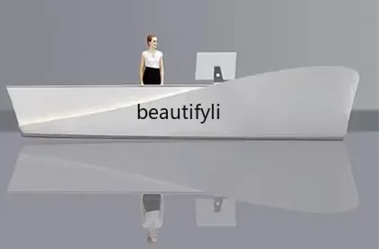 

new style Paint Frp Front Desk Reception Desk Beauty Salon Stomatological Hospital Cashier Mall Special-Shaped Counter Can Be Cu