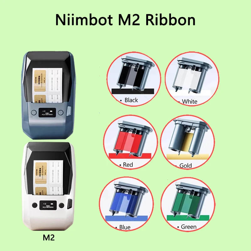 Niimbot M2 Heat Transfer Label Printer Ribbon Black White Red Golden Green Blue Color Printing Long-term Storage Carbon Band