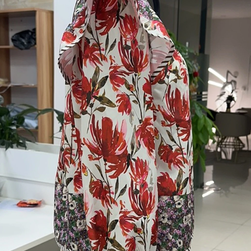 

Bohemian Women's Autumn Summer Casual Tops Long Flying Sleeve V Neck Loose Fit Floral Patchwork T-shirt