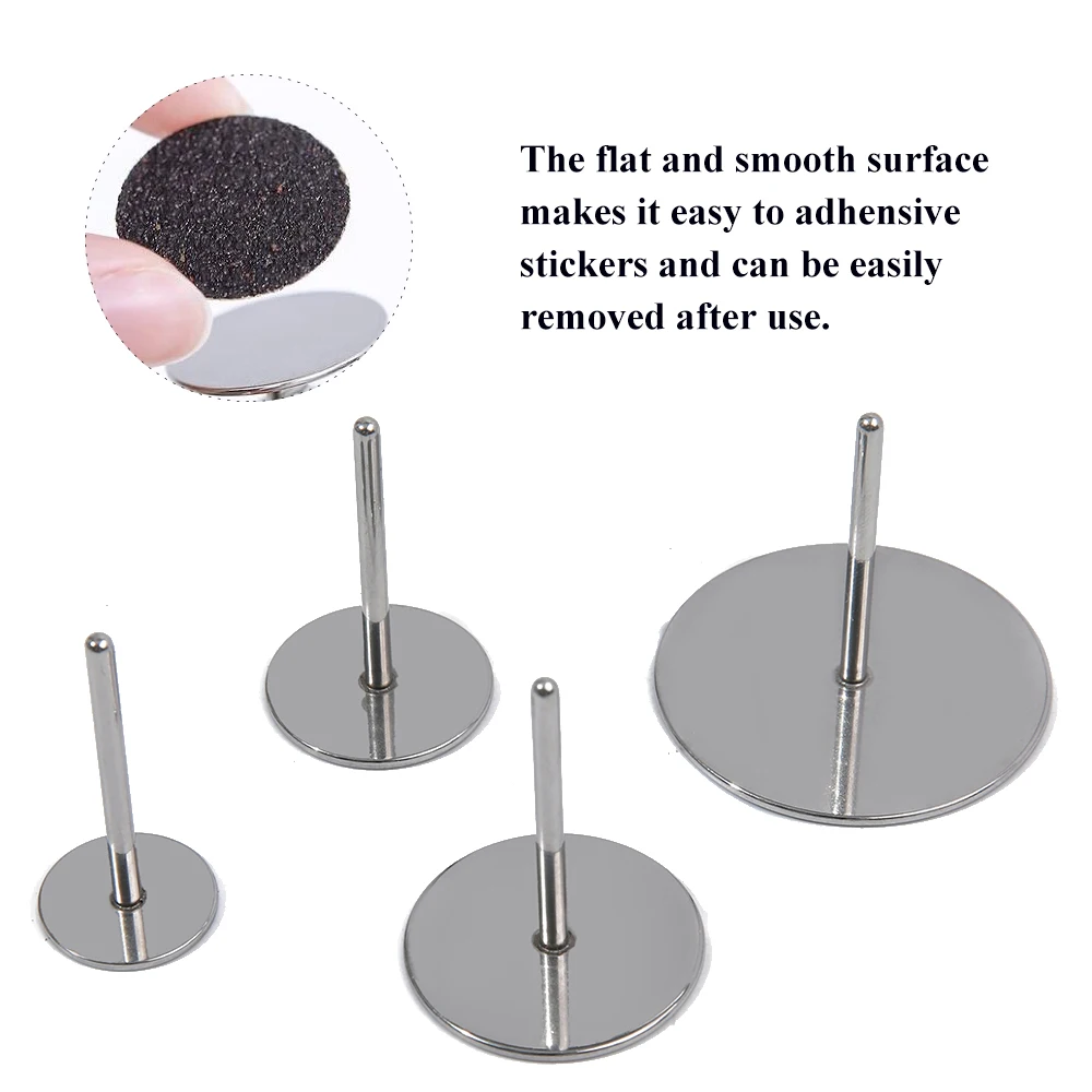 Accesorios de brocas para uñas, disco de papel de lija de acero inoxidable, disco de Metal redondo de 3/32 ", 10mm,15mm, 20mm,25mm,35mm