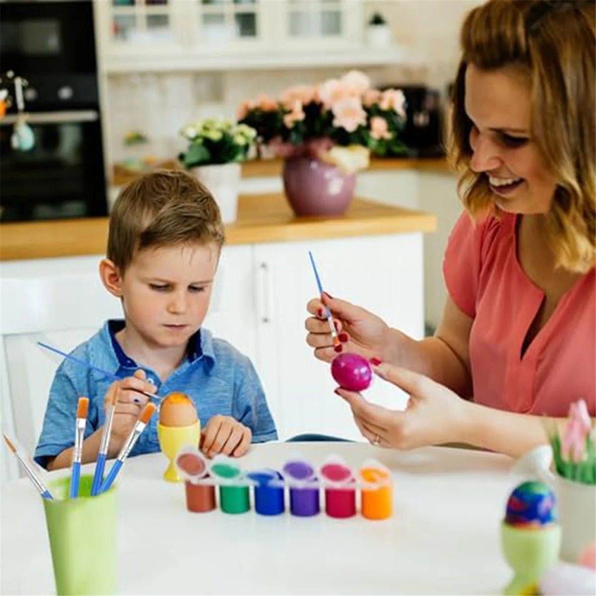 60 Empty Paint Can Strips 3Ml with 30 Paint Brushes Set, Clear Paint Cups with Lid Acrylic for Painting Art School