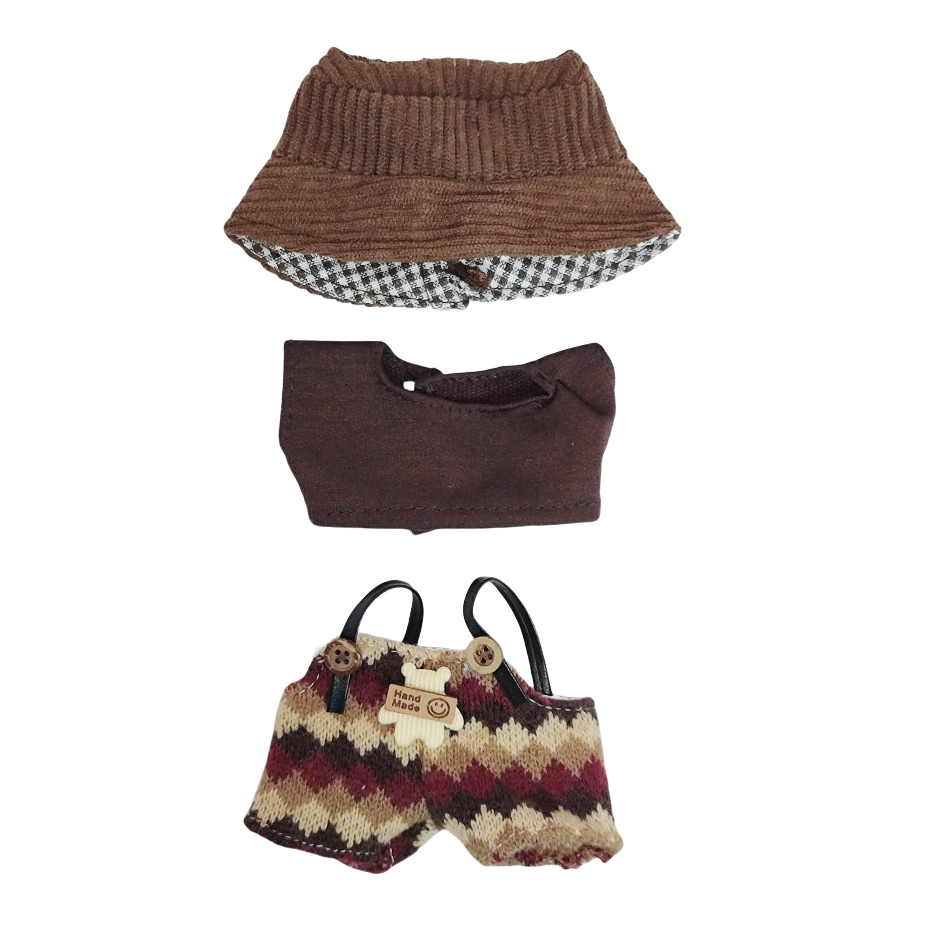 17cm Mini peluche poupée vêtements tenue accessoires pour corée Kpop Labubu idole assis fête V1 V2 automne onesie chapeau ensemble vêtements