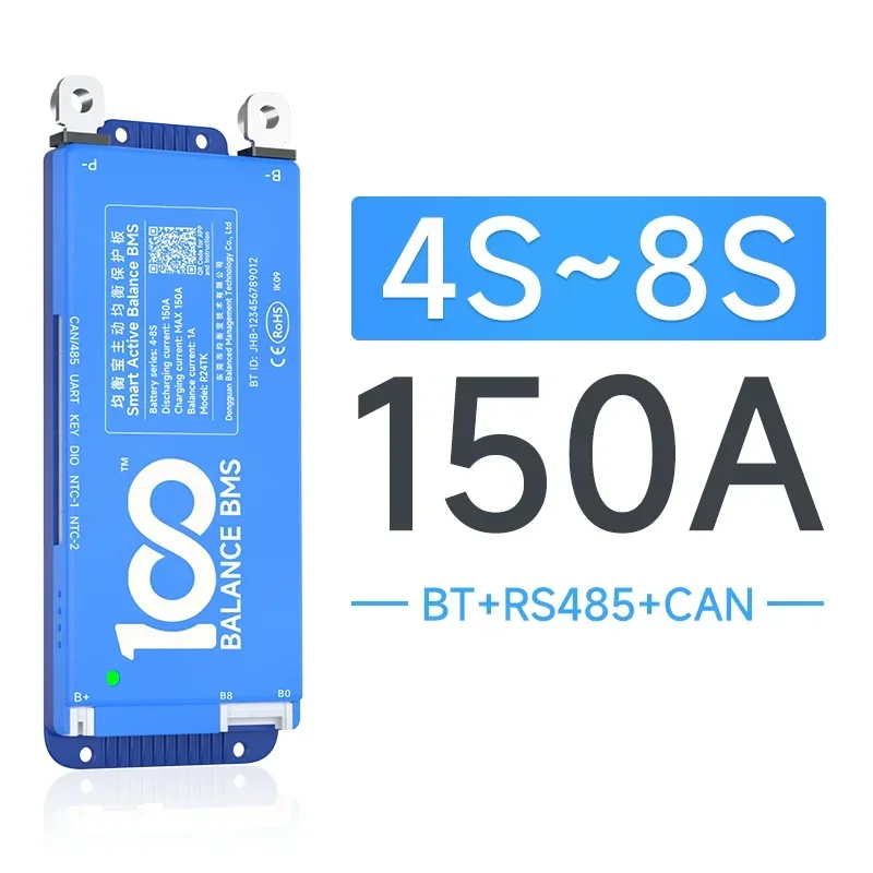 4-8S bms WIFI 150A built in bt smart Active Balance jk BMS 8-24s 8-17S 1A BT BMS  4.3 inch Lifepo4 NMC Li-Ion