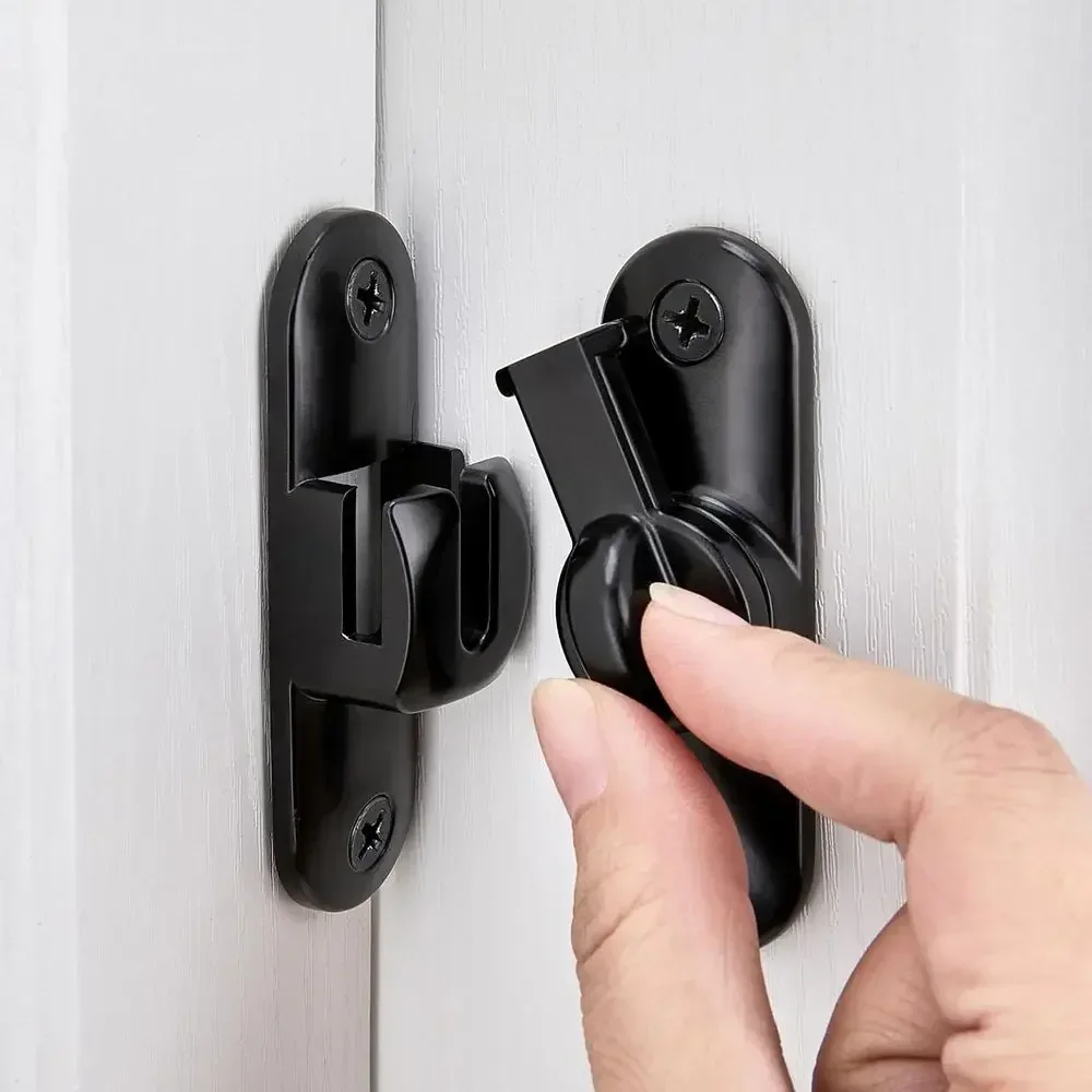 INIRET Black Barn Door Latches,90/180 Degree Gate Lock,Flip Gate Latches Hardware,Zinc Alloy Right Angle Door Lock Latch,Door Se