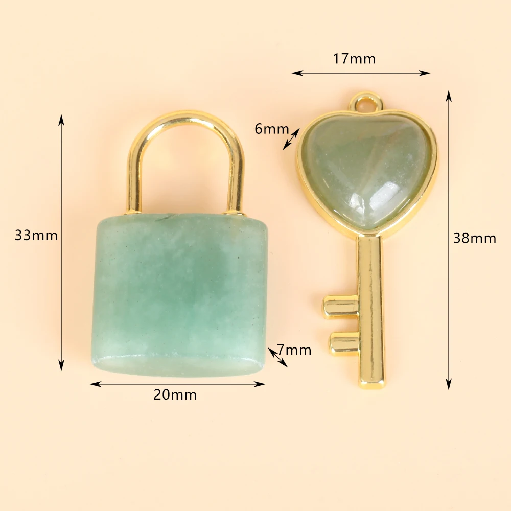 2pcs Natural Stones Keys And Locks Rose Quartz Agate Amethyst For Jewelry Making Crafts Home Decoration