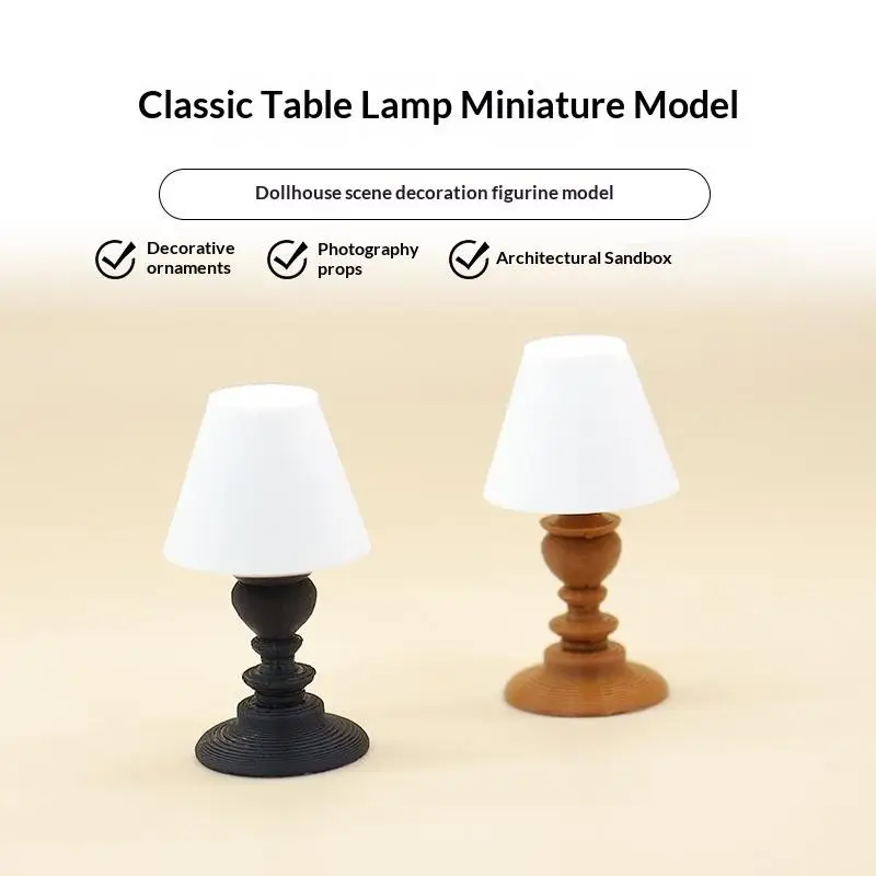 Miniature Classical Table Lamp Ornament 1/12 Dollhouse Desk Lamp Model Dollhouse Decoration Building Sand Table Photo Props