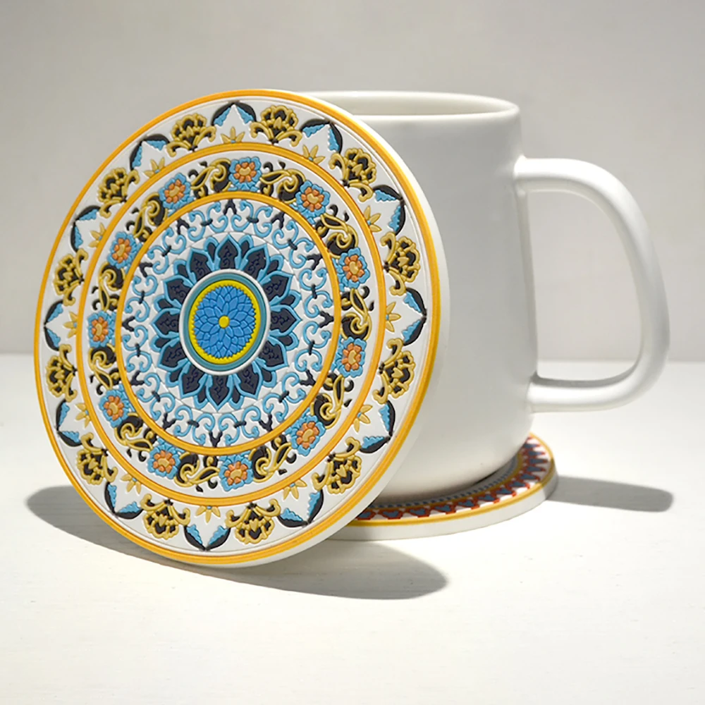 

Promotional Gifts Round Soft Glue Pvc Coaster Solid Color Series Bump Tea Cup Anti-Slip Pad Silicone Coaster