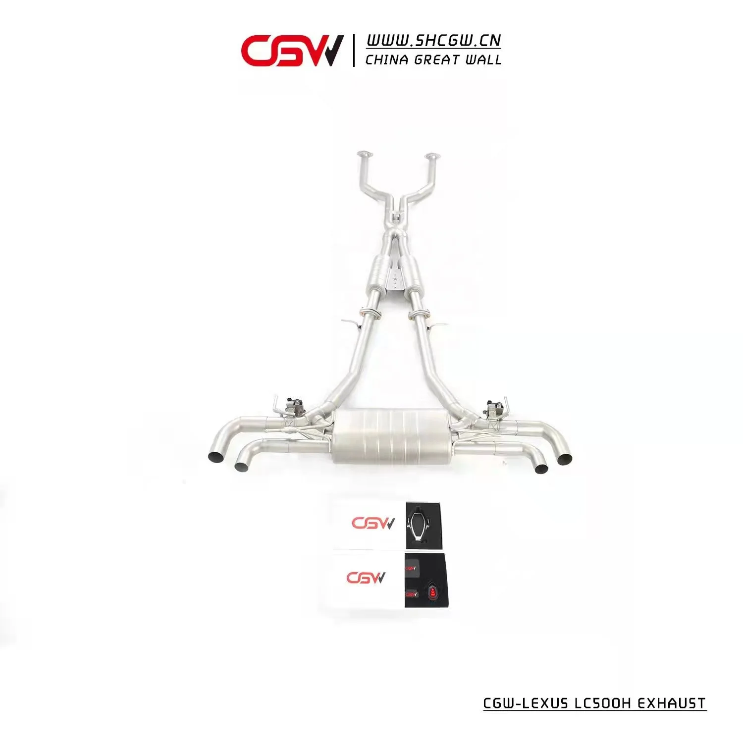 CGW Plug and Play Sound Exhaust Tip Muffler Piping with Electric Valves for LC500H 3.5L 2018+ - view 4