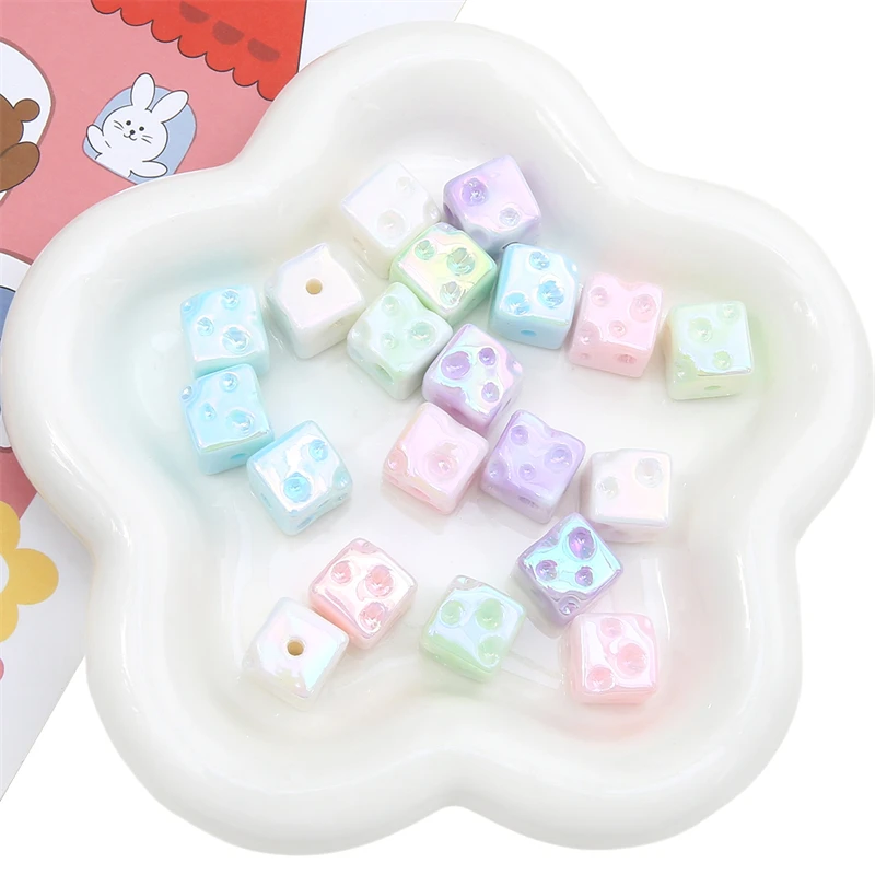 5pcs Cube Cheese Bead Acrylic Spacer Loose Beads For Jewelry Making diy Decorations Bracelet Phone Chain Keychain Accessories