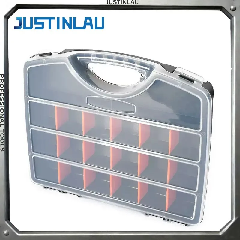 

JUSTINLAU 1 Piece Handheld Multi Compartment Parts Storage Box with Adjustable Partition and Hardware Accessories Sorting Box