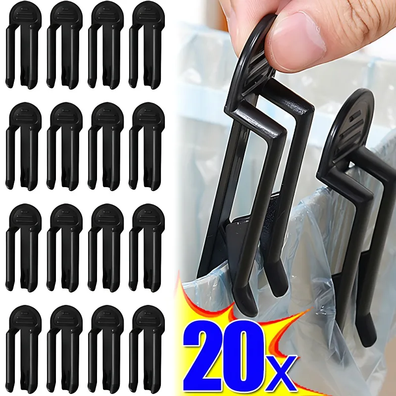 2/20pc Household Rubbish Clip Garbage Bin Clip Plastic Useful Waste Can Trash Bag Clamp Bin Bag Holder for Kitchen Bathroom Tool