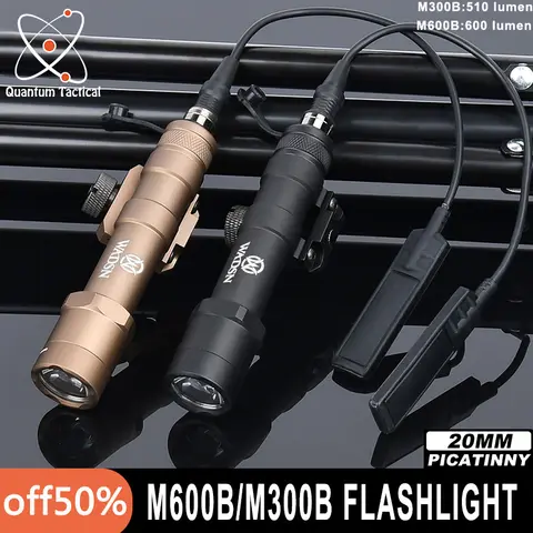 Wadsn 금속 M600B 전술 손전등 M600 사냥 무기 스카우트 라이트 Airsoft LED 토치 원격 이중 기능 스위치 맞는 20mmRail