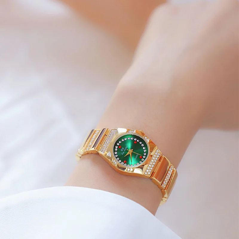 Женские Водонепроницаемые кварцевые часы с металлическим браслетом