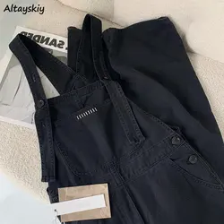 High Waist Denim Straight Jumpsuits Women Streetwear Simple Basic Long Overalls Students Harajuku Y2k Ulzzang Fashion Ins Chic