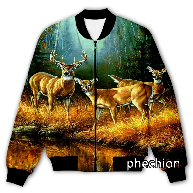 

phechion New Men/Women Animal Deer 3D Printed Casual Jacket Fashion Streetwear Men Loose Sporting Jacket & Coat Q135