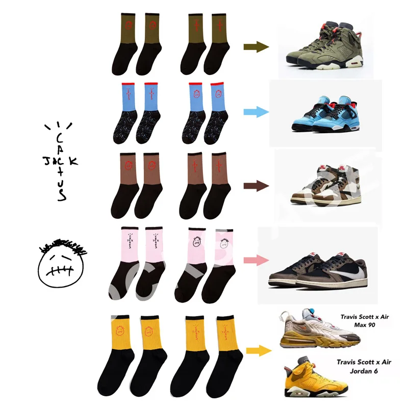 Herrensocken Cactus Jack Skate Neue SCHWARZE Crew-Socken Mode Bandanas Lustige Streetwear Hip Hop 27-Stil Herrengeschenke – Detail 2
