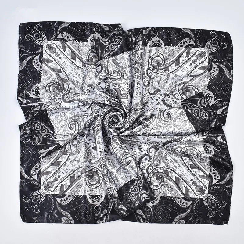 New Luxury Design Square Scarf For Women Silk Shawl Satin Neckerchief Female Headband Hair Bands Print Foulard Hijab Wraps view 3