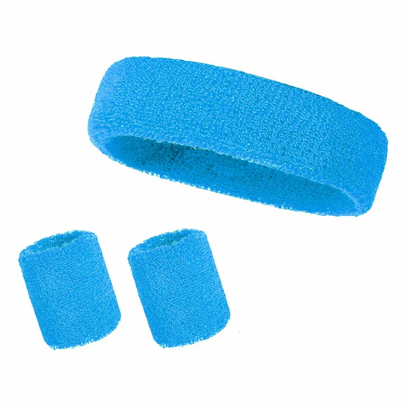 3pcs/set Sports Headband Towel Sweatband Set Guards Stretch Hair Band Wrist Guard Suit Sweat Band for Running Cycling Yoga