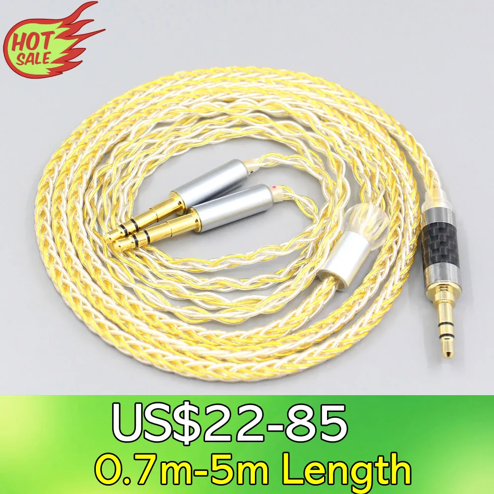 8 Core Silver Gold Plated Earphone Cable For Onkyo A800 Headphone 3.5mm Pin