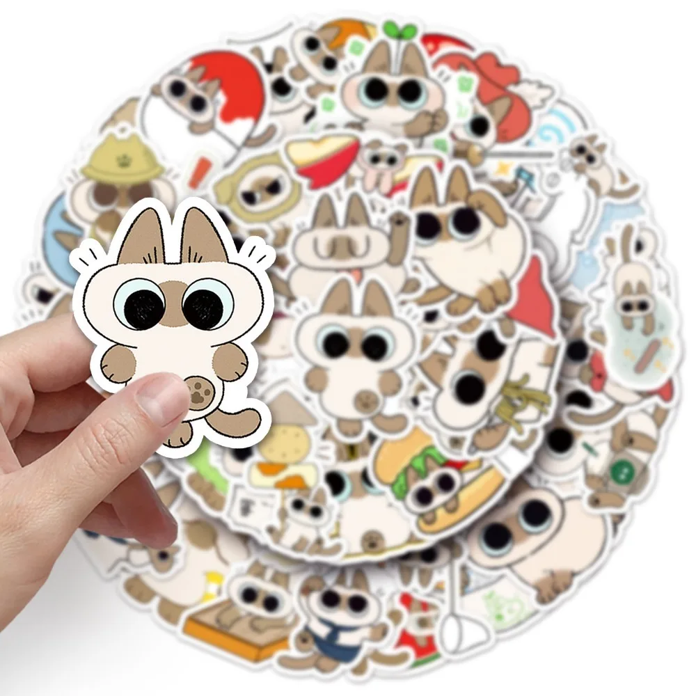 10/50Pcs Kawaii Siamese Cat Graffiti Stickers Cartoon Style Decals Scrapbooking Suitcase Guitar Notebook Decoration Diy Toy Gift