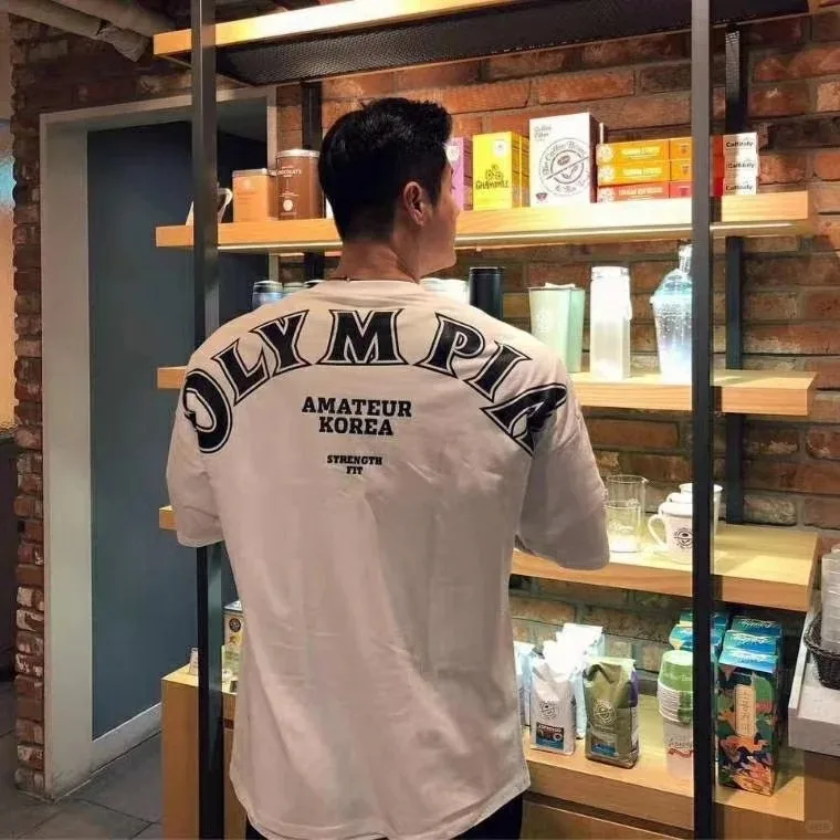 

Fitness T-shirt Fashion Trend Brand Men's Loose Large Size Pure Cotton Model Effect Is Recommended To Buy One Size Larger