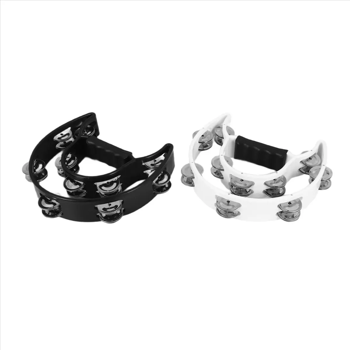 AA978 Superior 2Pack 10 Inch Double Row Tambourine for Adult,Half Moon Musical Tambourine 20 Metal Jingles Hand Held Percussion