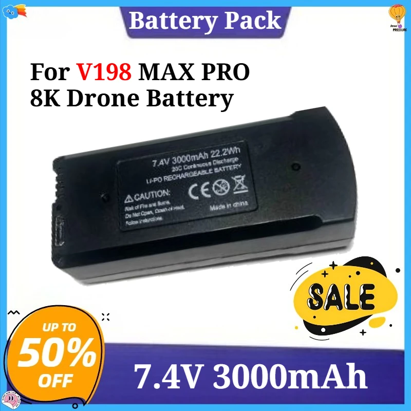 

Battery Accessories Parts 7.4V 3000mAh For V198 MAX PRO 8K Drone Battery for V198 GPS RC Quadcopter Spare