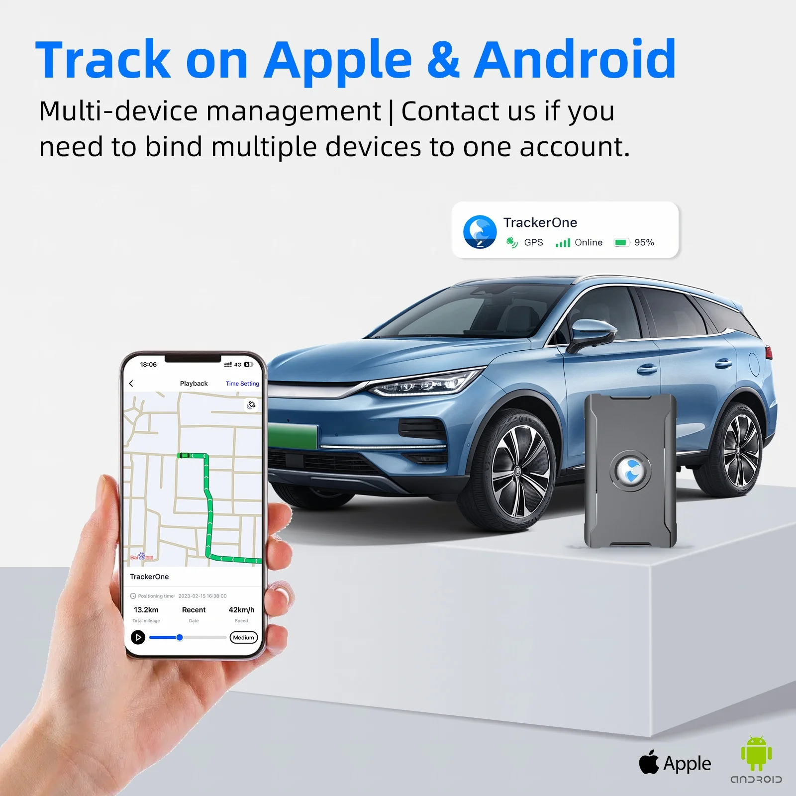 GPS Tracker for Vehicles Real-Time Location Hidden Magnetic Tracking Device for Cars Trip History Geo Fence Global Coverage