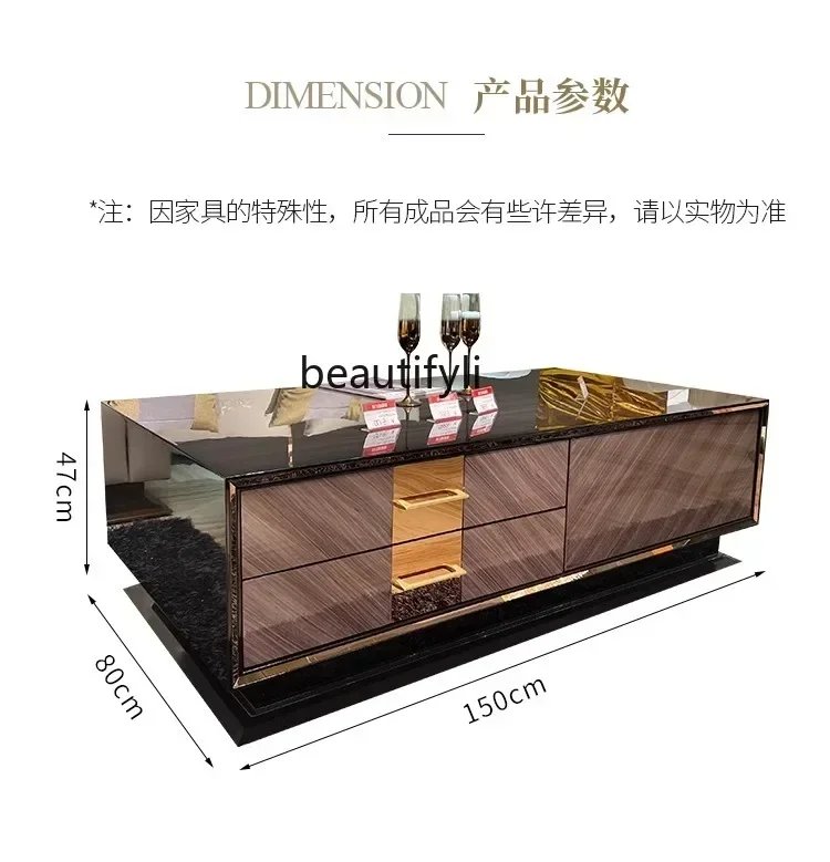 LXItalian light luxury solid wood long coffee table modern simple coffee table combination villa living roomSSS