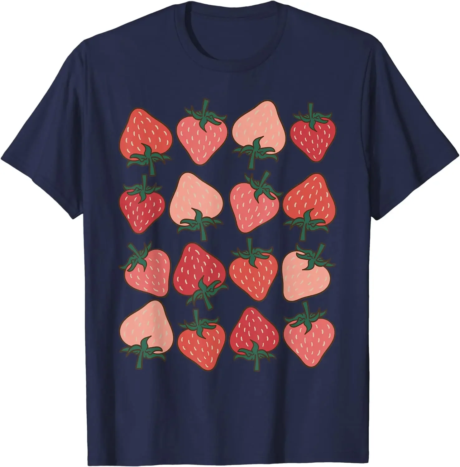 Strawberry Pattern Fruitarian Berry Strawberries Fruit Lover T-Shirt Casual Cotton Daily Four Seasons Tees Shirts for Men