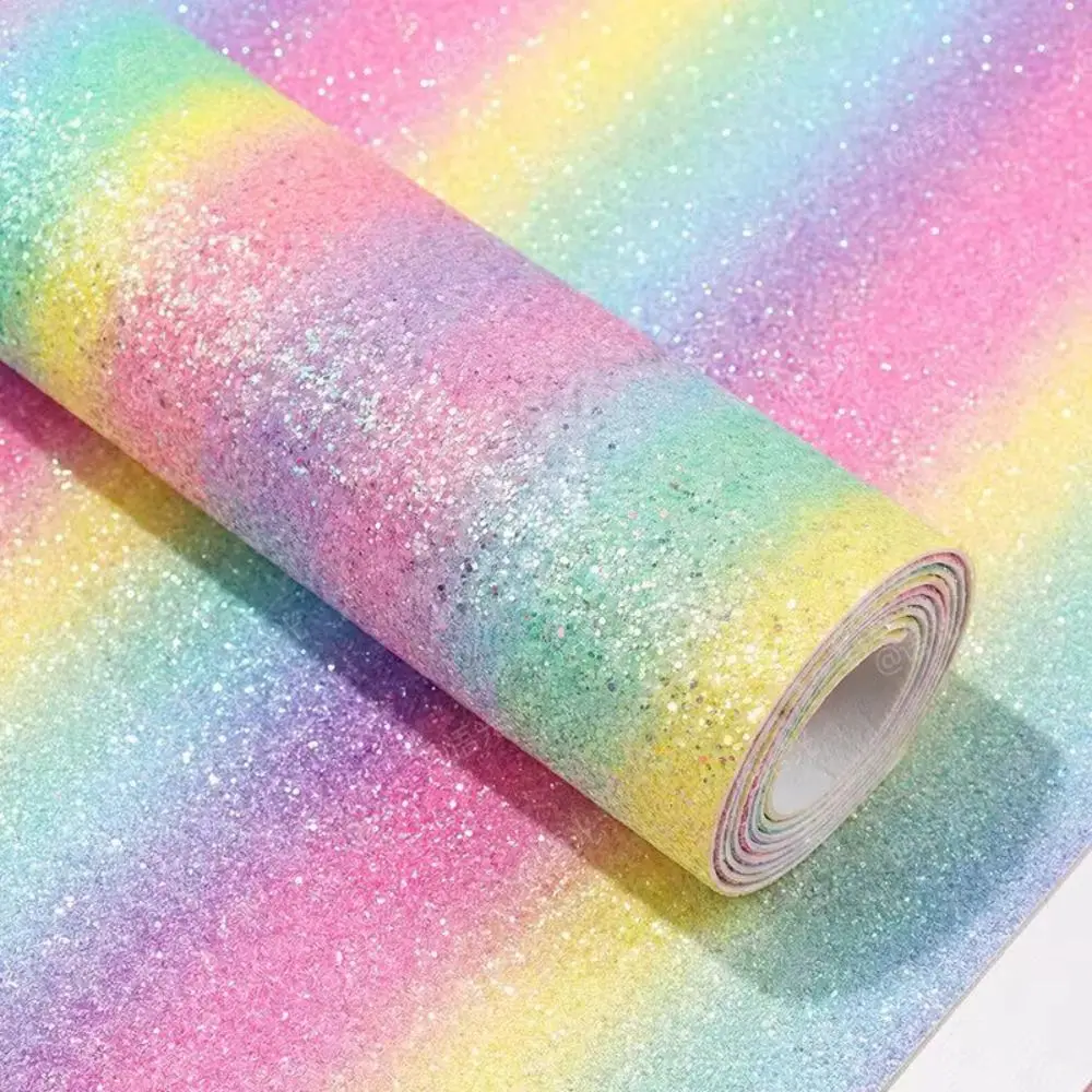 DIY Handmade DIY Fabric Ironing Cloth Rainbow Glitter Non Stick Bean Paste Fabric Reusable Gradient Beads Sequin Cloth