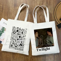 Twilight-Sac à provisions drôle pour femme, fourre-tout graphique, sac en toile pour femme, initié, Ulzzang, cuillère à soupe, grande capacité, Harajuku