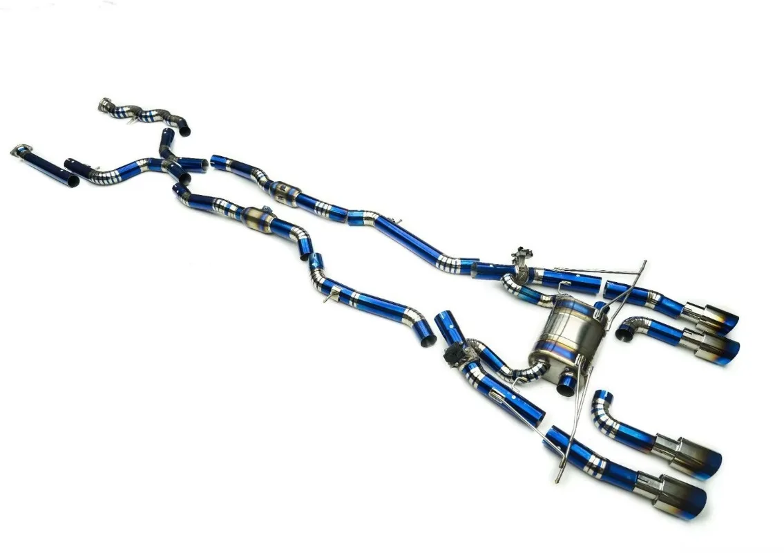 For M3 G80、M3 G81 and M4 F82  With heat shiet High Performance Blue Burnt Titanium Valvetronic Exhaust Pipe
