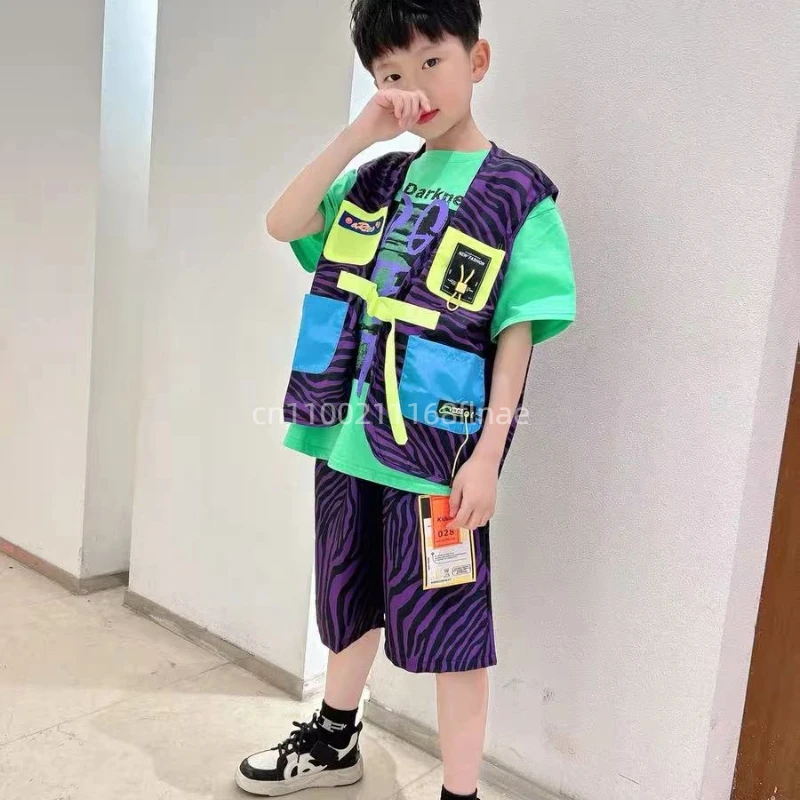 Disfraces de baile callejero de hip-hop para niños, conjuntos de chaleco de hip-hop para niños, disfraces de batería para niños, moda urbana para niñas