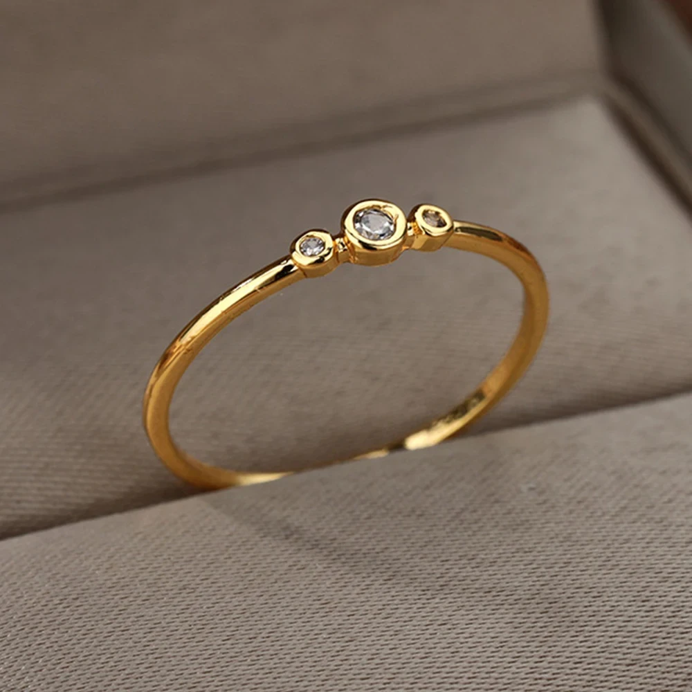 Zircon Engagement Wedding Rings For Women Gold Color Female Ring Fashion Finger Jewelry Girlfriend Birthday Gift 2024 New Trend