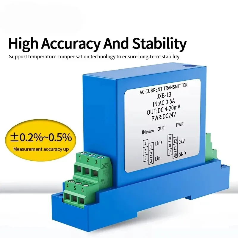 35mm Din Rail AC DC 1A/5A/10A/15A Current Transmitter Sensor 4-20mA RS485 Current Signal Isolation Converter