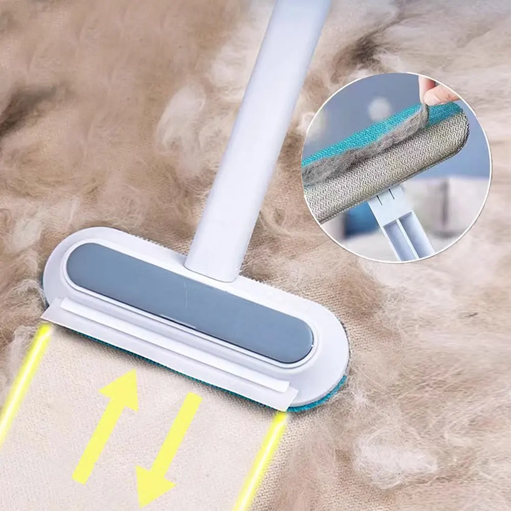 Sikat Penghilang Bulu Hewan Peliharaan Sikat Pakaian Anjing Multifungsi Sikat Bulu Kucing Gagang Panjang Sikat Bulu untuk Pakaian Karpet Jendela