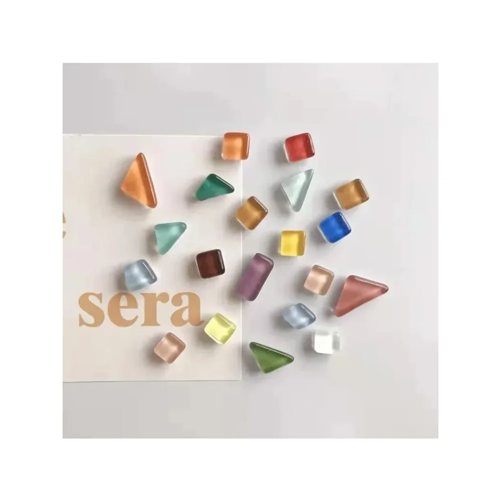 Mini Stained Glass Irregular Mosaic Fridge Magnet Magnetic Soft Whiteboard Cute Office Message Stickers Decoration Brads